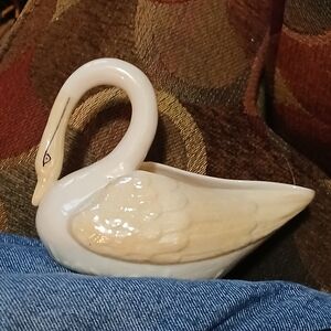 Vintage Belleek Elegant Cream Swan Figurine
